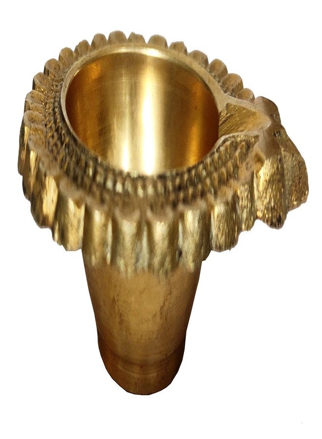 Purpledip Brass Diya Oil Lamp Holder: Flower Shape Aarti Deepak (12247) - Image 4